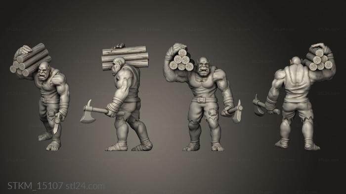 Figurines heroes, monsters and demons (Orc Tribe Forge Peon Woodworker wood worker, STKM_15107) 3D models for cnc