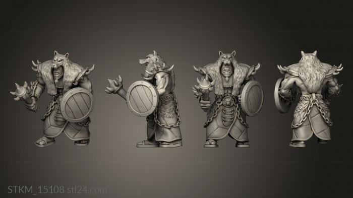 Figurines heroes, monsters and demons (Orc Tribe Forge Shaman mace shield attack, STKM_15108) 3D models for cnc