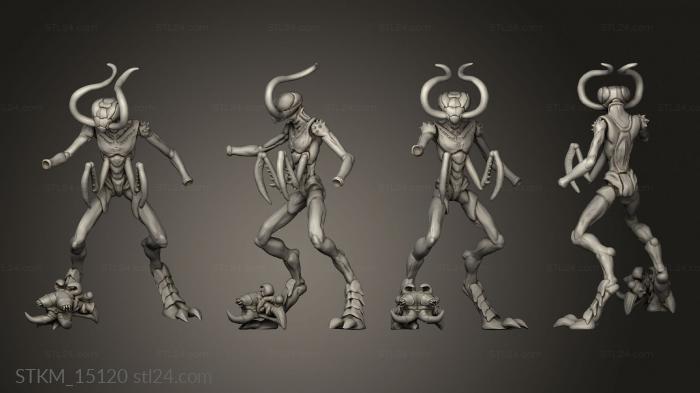 Статуэтки герои, монстры и демоны (Инопланетный богомол МОДУЛЬНОЕ космическое насекомое, STKM_15120) 3D модель для ЧПУ станка