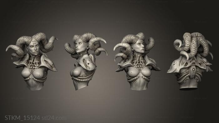 Статуэтки герои, монстры и демоны (Рогатые женские рога, STKM_15124) 3D модель для ЧПУ станка