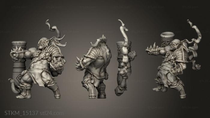 Figurines heroes, monsters and demons (Ogre Cannoneer Hero Gronk Boomshot, STKM_15137) 3D models for cnc