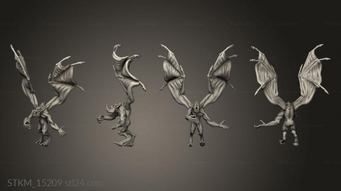 Статуэтки герои, монстры и демоны (Король орков, Вампиры,Летучие Мыши-Мутанты,Человеческие Летучие Мыши, STKM_15209) 3D модель для ЧПУ станка