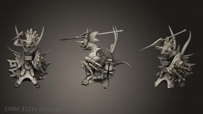 Статуэтки герои, монстры и демоны (ВСАДНИКИ НА рамфодонах, STKM_15211) 3D модель для ЧПУ станка