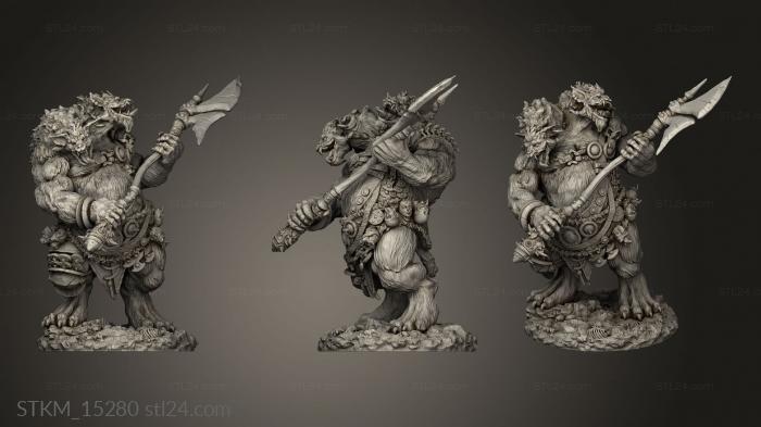 Figurines heroes, monsters and demons (Gnoll Ettin Axe, STKM_15280) 3D models for cnc