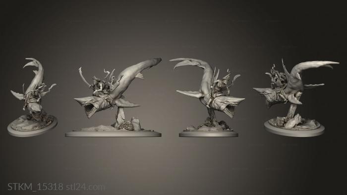 Figurines heroes, monsters and demons (Pirates Curse the Dead Seas Troops Mounted Gold Fools on Shark Fool, STKM_15318) 3D models for cnc