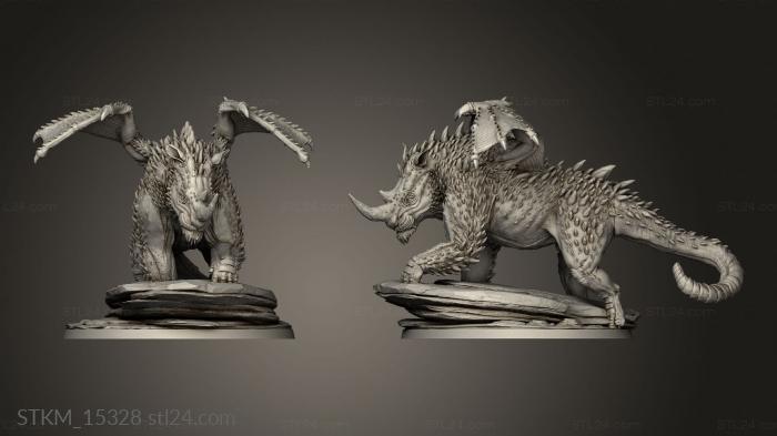 Figurines heroes, monsters and demons (The Savannah Snub Winged Horn Crest Wings Rhino, STKM_15328) 3D models for cnc