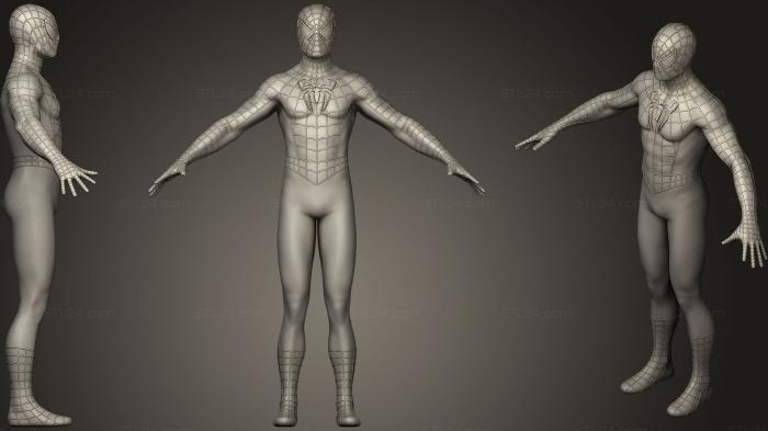 Статуэтки герои, монстры и демоны (Черно-золотой костюм Человека-паука, STKM_1542) 3D модель для ЧПУ станка