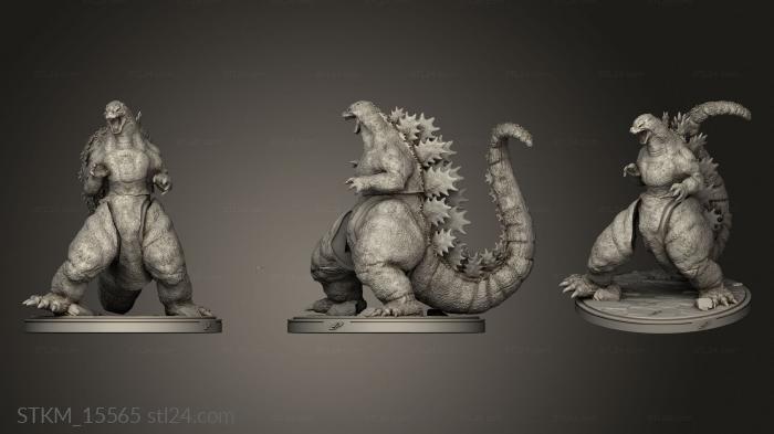 Figurines heroes, monsters and demons (kaiju titan Heisei Godzilla platform, STKM_15565) 3D models for cnc