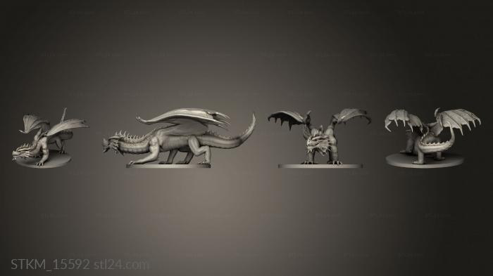 Статуэтки герои, монстры и демоны (Молодой Красный Дракон, STKM_15592) 3D модель для ЧПУ станка