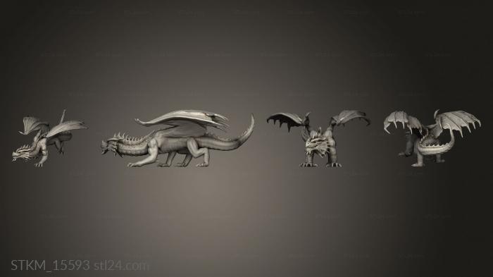 Figurines heroes, monsters and demons (Red Dragon Young stand, STKM_15593) 3D models for cnc