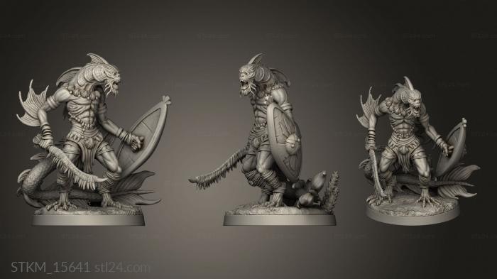 Figurines heroes, monsters and demons (Shark God Carcharodon Warriors Rise Warrior, STKM_15641) 3D models for cnc