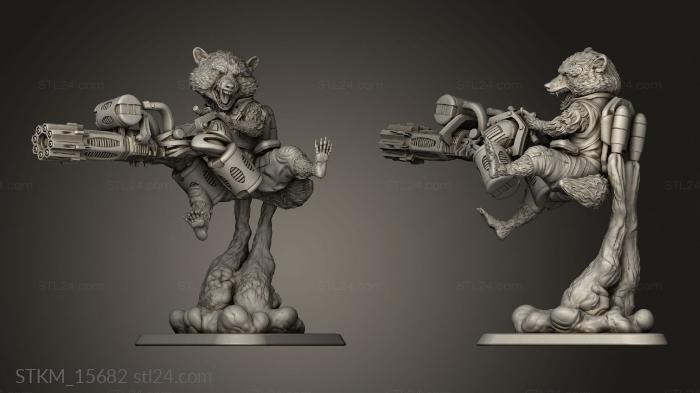 Figurines heroes, monsters and demons (Rocket Raccoon Figurine Assembly, STKM_15682) 3D models for cnc