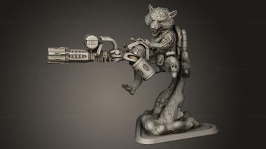 Figurines heroes, monsters and demons (Rocket Raccoon Figurine Assembly, STKM_15682) 3D models for cnc