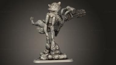 Figurines heroes, monsters and demons (Rocket Raccoon Figurine Assembly, STKM_15682) 3D models for cnc