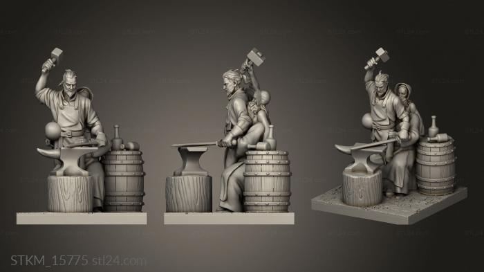 Figurines heroes, monsters and demons (Villagers Anvil, STKM_15775) 3D models for cnc