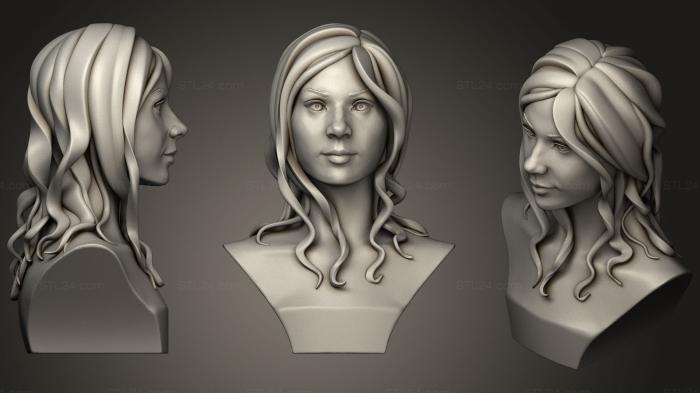 Figurines heroes, monsters and demons (Woman head and Hairstyle, STKM_1579) 3D models for cnc