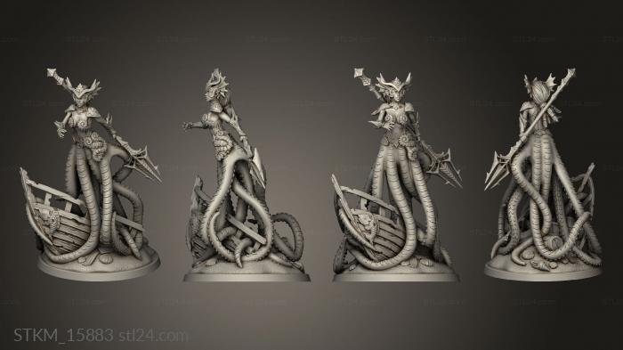 Figurines heroes, monsters and demons (Sea Elf Witch Warrior Mage Siren Corsair Cavalry, STKM_15883) 3D models for cnc