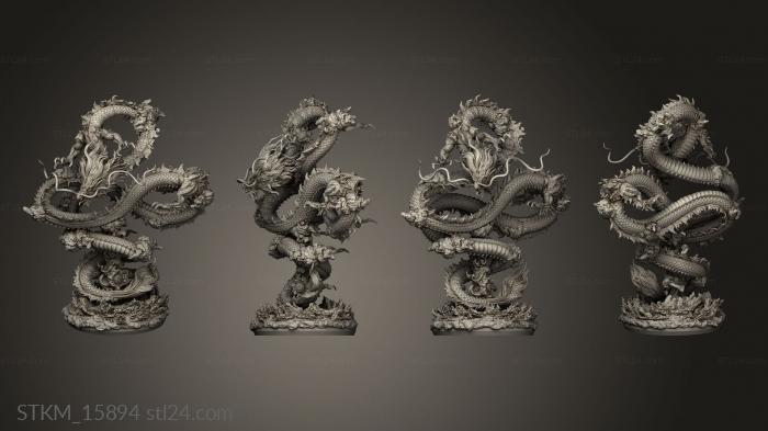 Статуэтки герои, монстры и демоны (Легенды и Боги Китайской партии Лазурный дракон, STKM_15894) 3D модель для ЧПУ станка