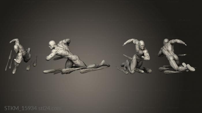 Статуэтки герои, монстры и демоны (Серебряная Скульптура Серфера Одна Комета, STKM_15934) 3D модель для ЧПУ станка