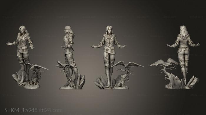 Статуэтки герои, монстры и демоны (Статуэтка Йеннифэр Ведьмак из огненного шара, STKM_15948) 3D модель для ЧПУ станка