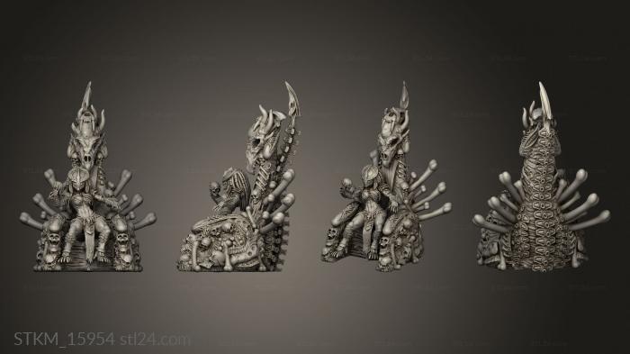 Figurines heroes, monsters and demons (SKULL HUNTERS RAVEN QUEEN IN THRONE, STKM_15954) 3D models for cnc