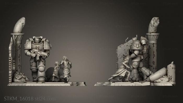 Figurines heroes, monsters and demons (space marine diorama, STKM_16018) 3D models for cnc