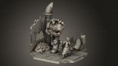 Figurines heroes, monsters and demons (space marine diorama, STKM_16018) 3D models for cnc