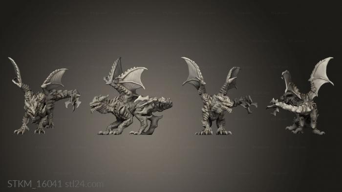 Статуэтки герои, монстры и демоны (Шипастый Дракон Dragon, STKM_16041) 3D модель для ЧПУ станка