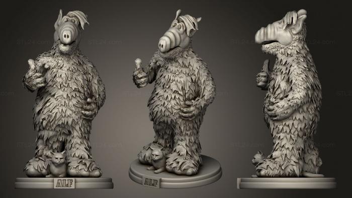 Figurines heroes, monsters and demons (ALF on round podium, STKM_1609) 3D models for cnc
