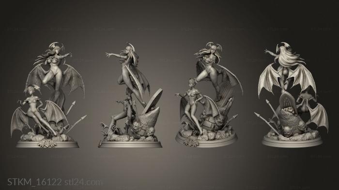 Статуэтки герои, монстры и демоны (Суккуб Морика и Лилит Вампирская кровь, STKM_16122) 3D модель для ЧПУ станка