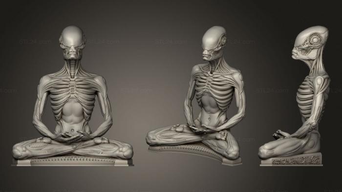 Figurines heroes, monsters and demons (Alien meditation, STKM_1613) 3D models for cnc