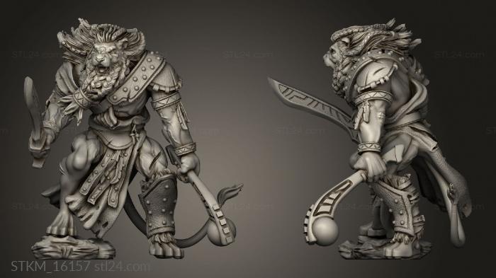 Figurines heroes, monsters and demons (The Lion Tower Adventurers Guild and Lions leonin barbarian, STKM_16157) 3D models for cnc