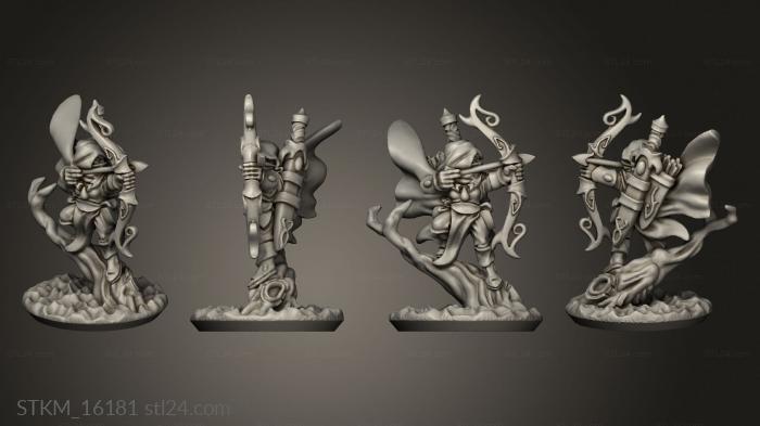 Статуэтки герои, монстры и демоны (Персонажи лесных эльфов,герой-рейнджер, STKM_16181) 3D модель для ЧПУ станка