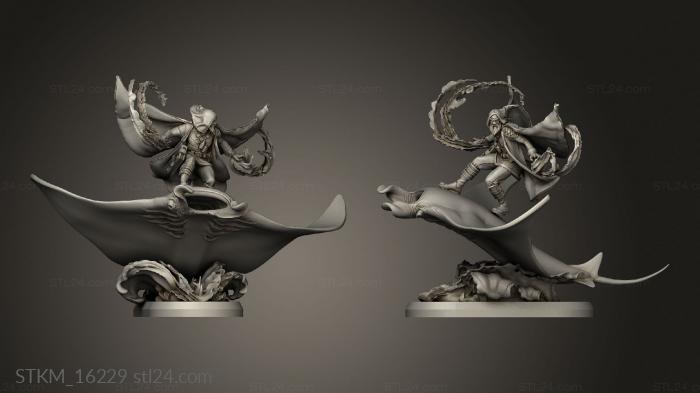 Figurines heroes, monsters and demons (The Carcarodonic Pirate Lords Manta Rider, STKM_16229) 3D models for cnc