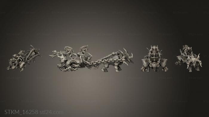 Статуэтки герои, монстры и демоны (Стервятники Нападают на выгорающую колесницу кровопускателя, STKM_16258) 3D модель для ЧПУ станка
