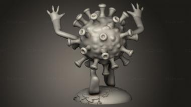 Figurines heroes, monsters and demons (virus, STKM_16506) 3D models for cnc