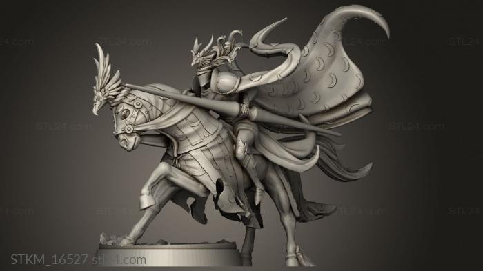 Статуэтки герои, монстры и демоны (Странствующие рыцари Камелота Конный рыцарь спин ХАЙ, STKM_16527) 3D модель для ЧПУ станка
