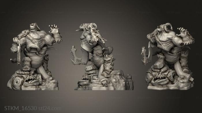 Figurines heroes, monsters and demons (Warcraft Grommash Hellscream platform, STKM_16530) 3D models for cnc