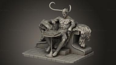 Figurines heroes, monsters and demons (Loki playing chess, STKM_16552) 3D models for cnc