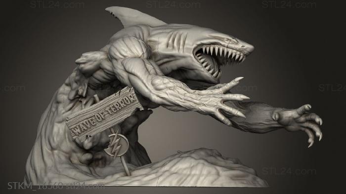 Статуэтки герои, монстры и демоны (Вспышка Ужаса Волны против Королевской Акулы, STKM_16560) 3D модель для ЧПУ станка