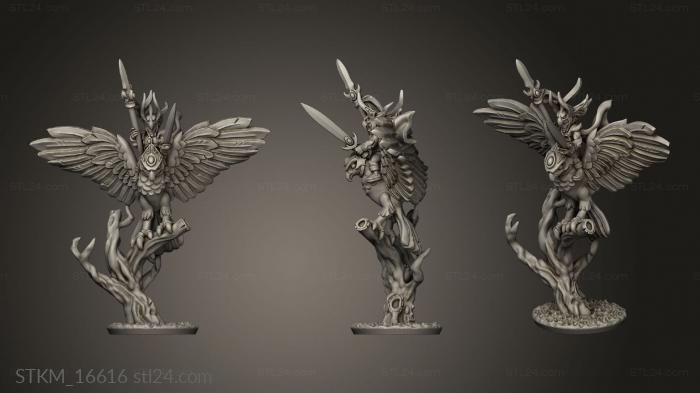 Figurines heroes, monsters and demons (Wood elf characters hawk rider hero, STKM_16616) 3D models for cnc