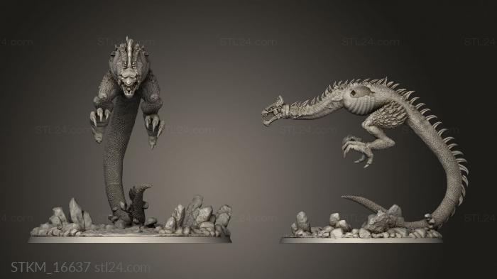 Figurines heroes, monsters and demons (wyvern steed in flight oured, STKM_16637) 3D models for cnc