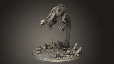 Figurines heroes, monsters and demons (wyvern steed in flight oured, STKM_16637) 3D models for cnc