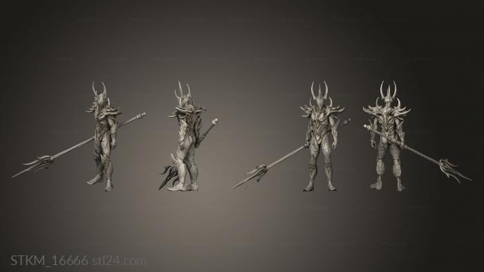 Статуэтки герои, монстры и демоны (Король солдат копьем, STKM_16666) 3D модель для ЧПУ станка