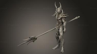 Figurines heroes, monsters and demons (king soldier spear, STKM_16666) 3D models for cnc