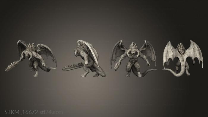 Статуэтки герои, монстры и демоны (Герой темный Балрог, STKM_16672) 3D модель для ЧПУ станка