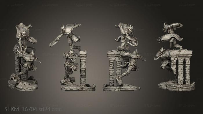 Статуэтки герои, монстры и демоны (Мужчина с Теневыми Клинками, STKM_16704) 3D модель для ЧПУ станка