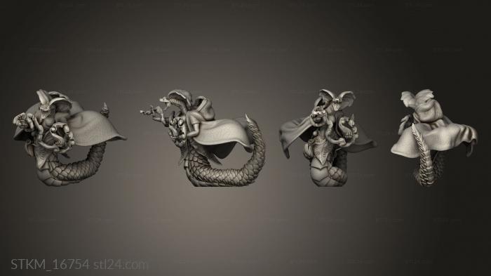 Статуэтки герои, монстры и демоны (Безумие Руин,Атакующий Маг Змеиного Народа, STKM_16754) 3D модель для ЧПУ станка