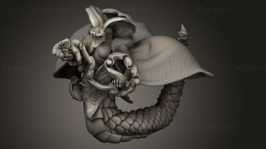 Figurines heroes, monsters and demons (Ruins Madness Serpentfolk Mage Attacking, STKM_16754) 3D models for cnc