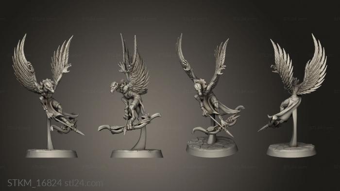 Figurines heroes, monsters and demons (Feather Folk Featherfolk Ranged Fighters flying, STKM_16824) 3D models for cnc